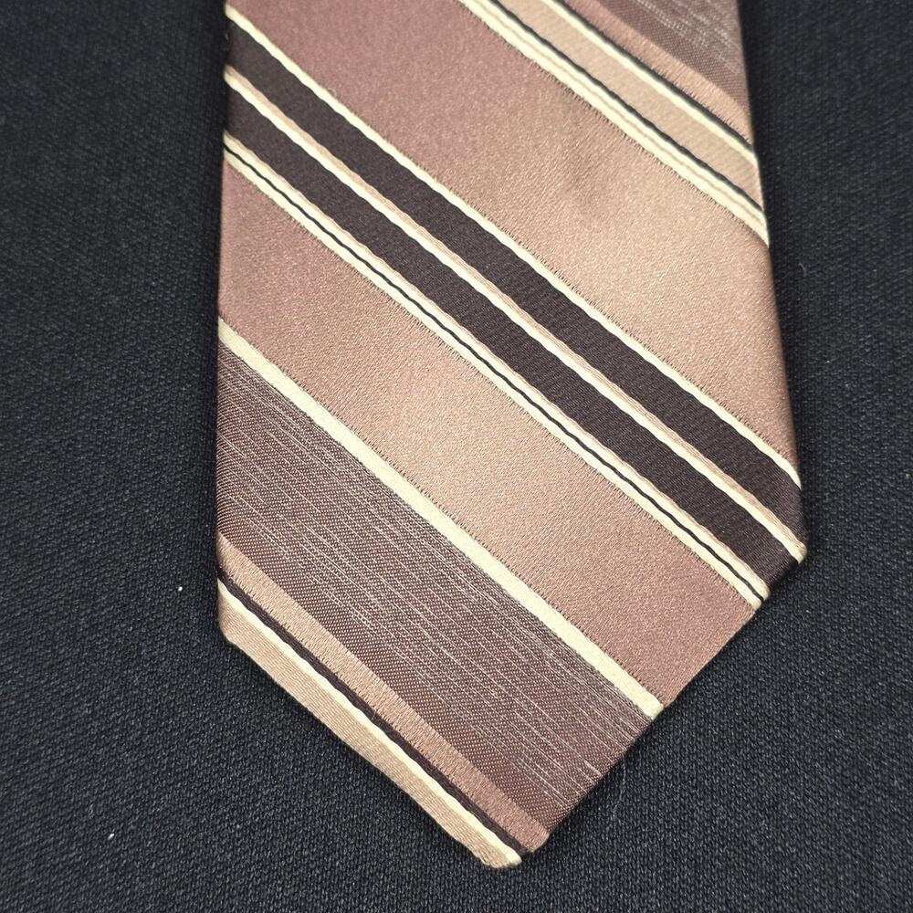 DESIGNER COLLECTION Men's Brown Striped Necktie Classic Width